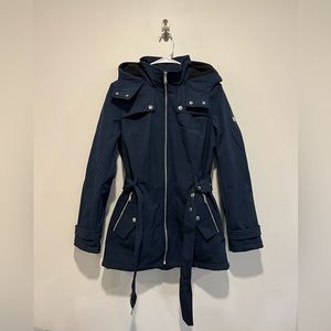 Tommy Hilfiger Jacket - Fleece Lined Soft Shell w/Belt, Hood - Women’s Small